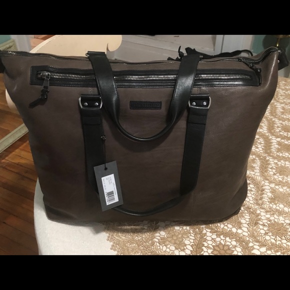 John Varvatos Leather Duffle Bag - Picture 2 of 8